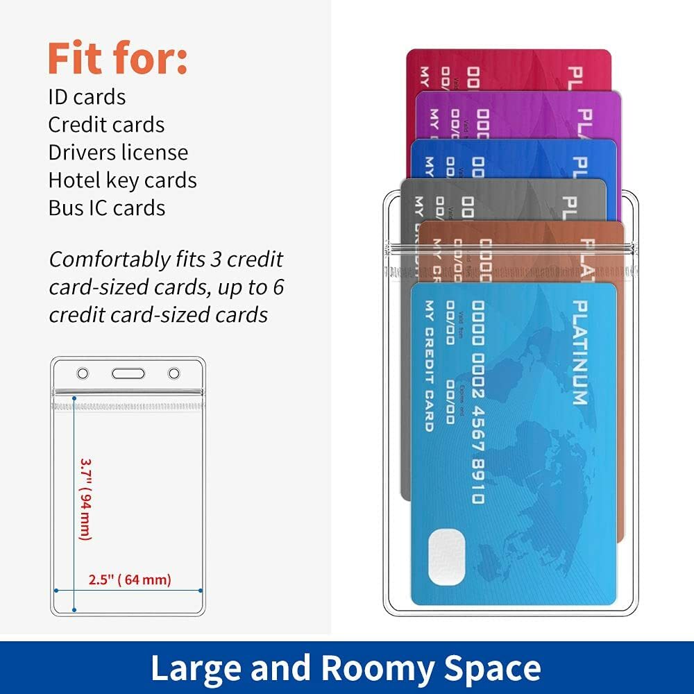 1 – 4 Pack WATERPROOF vertical ID Card Holder Credit Clear Badge hospital travel