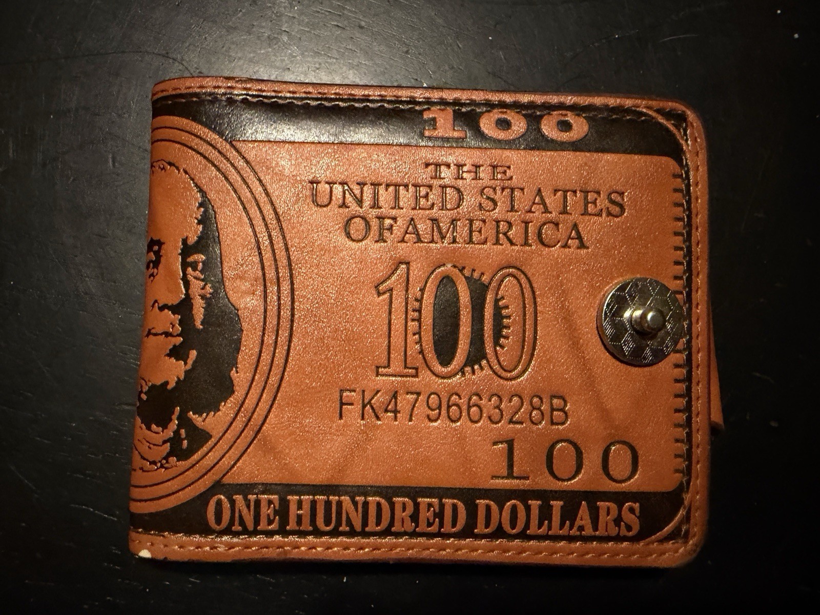 Vintage $100 Bill Benjamin Franklin Novelty Bifold Wallet PU Leather Money Print