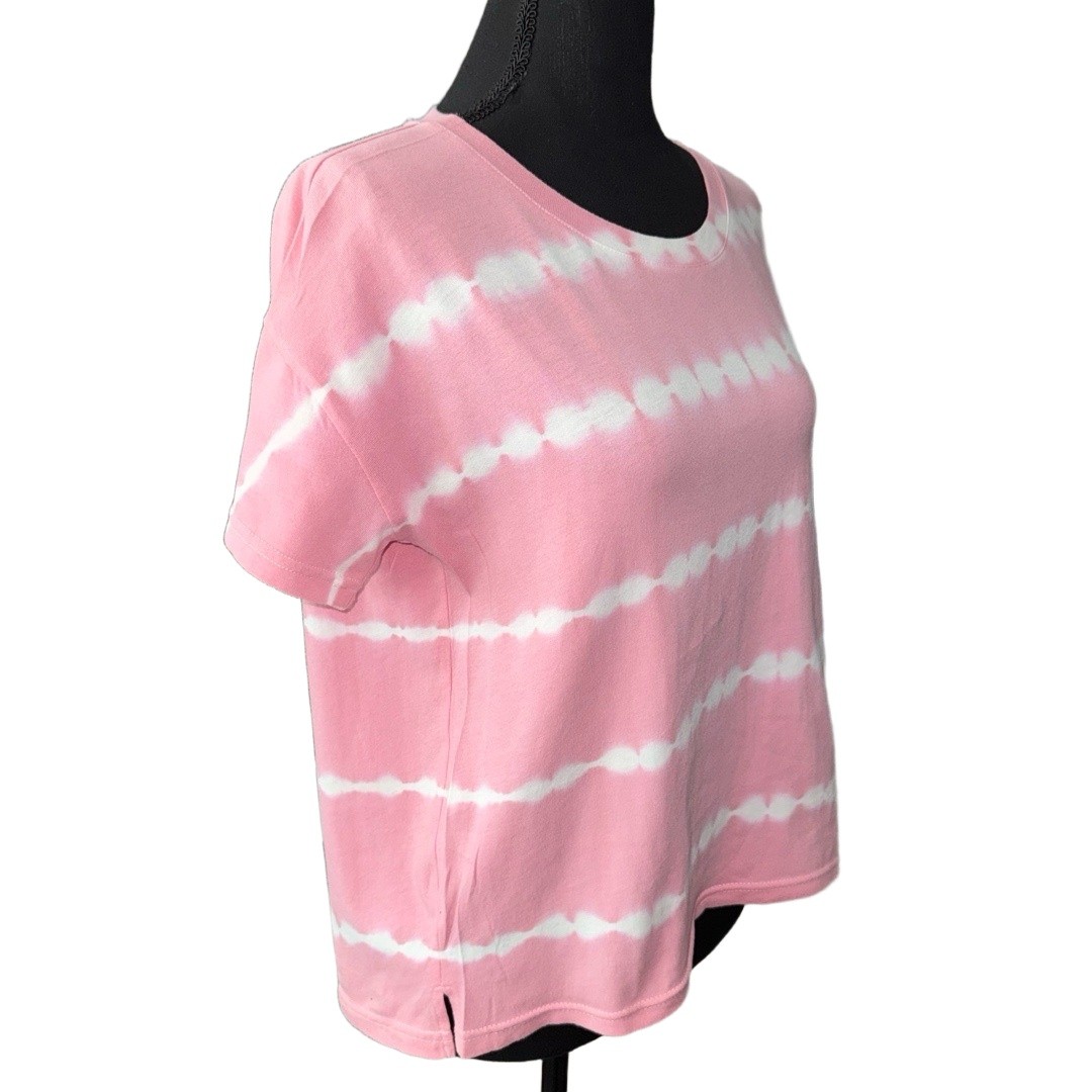 RAILS Women’s Roman Cotton Tee in Pink Waves Tie Dye-Size Small