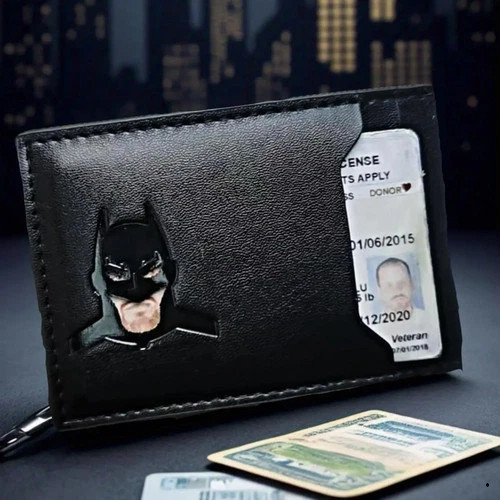Batman Style PU Leather Wallet with ID Window Card Holder Superhero Mask Design