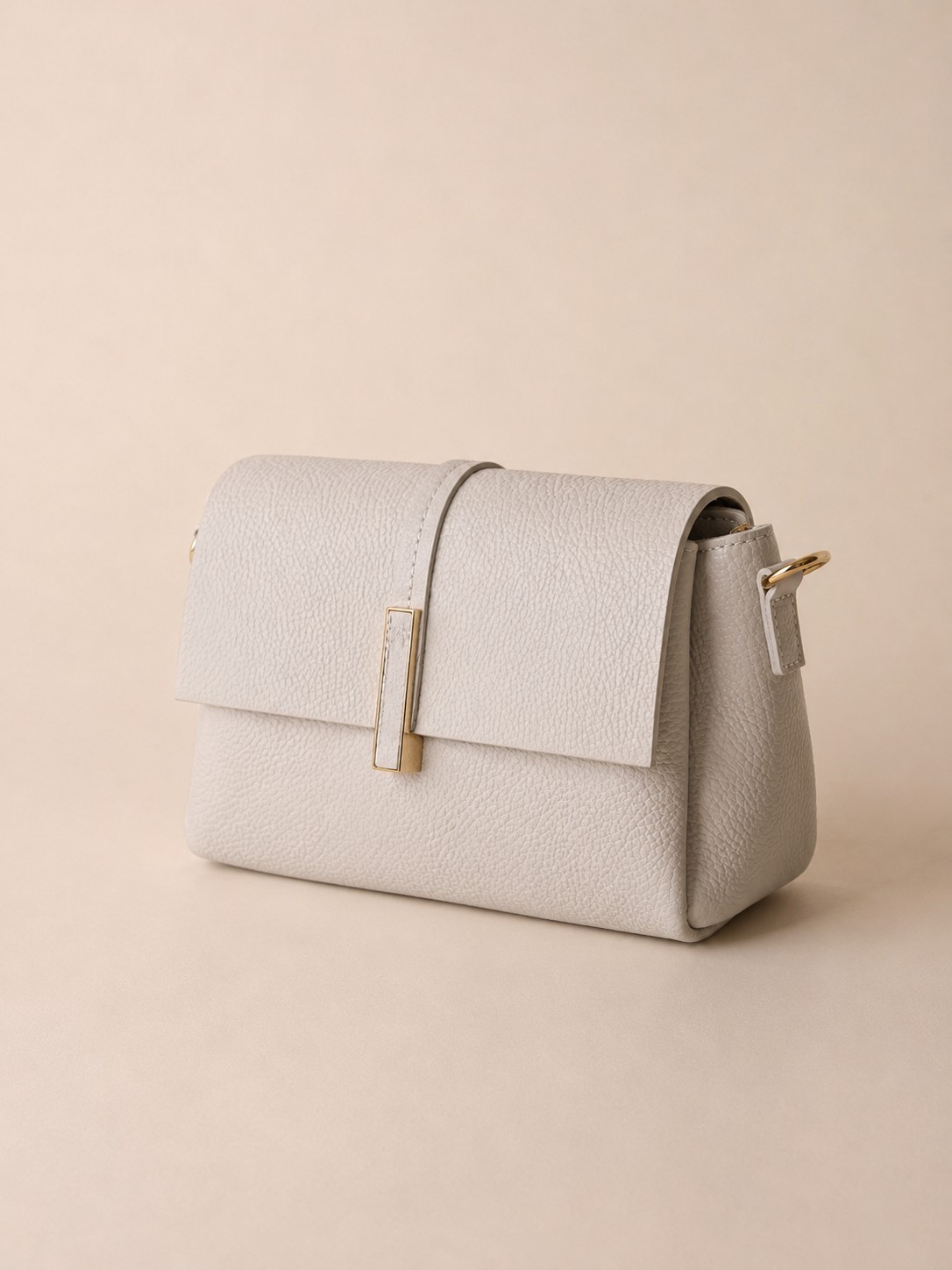 Ivory Beige Italian Leather Crossbody Bag, Small Minimalist Purse, Made in Italy