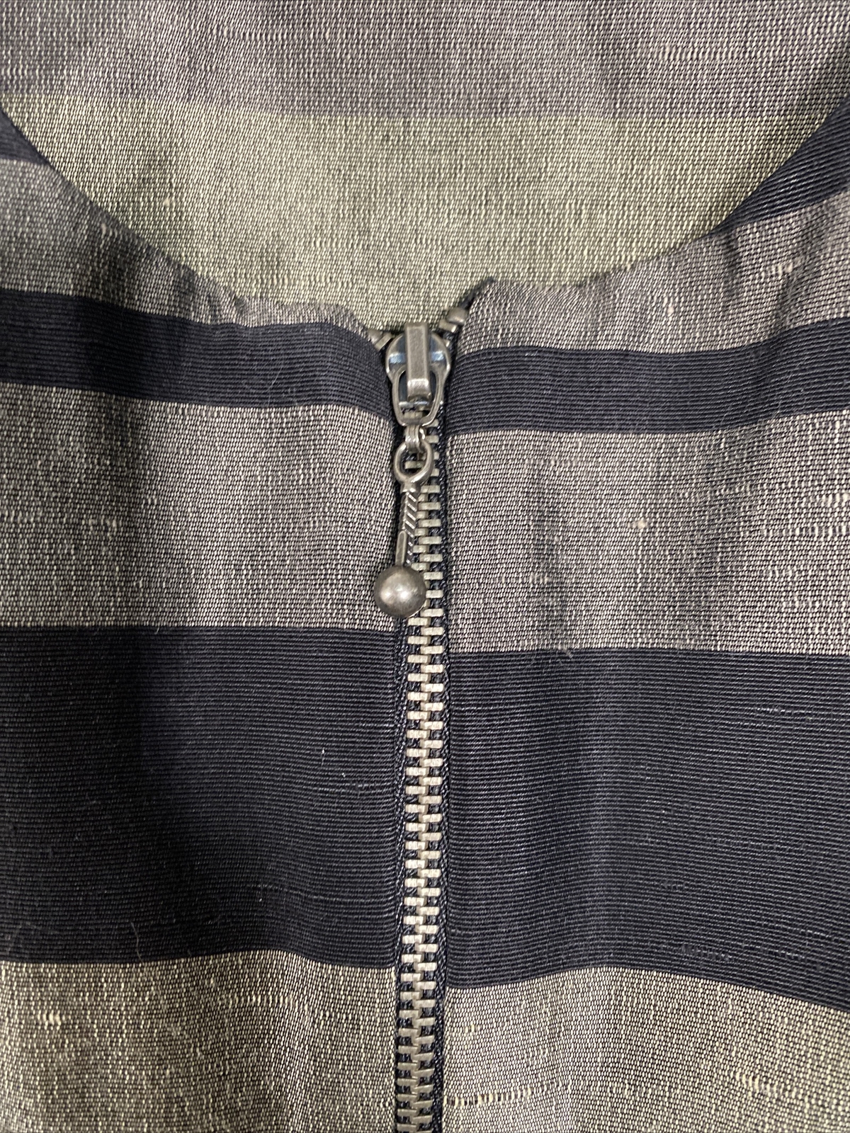 Betsys Things Top Womens 12 Black Gray Zip Fitted Career Striped Embellished
