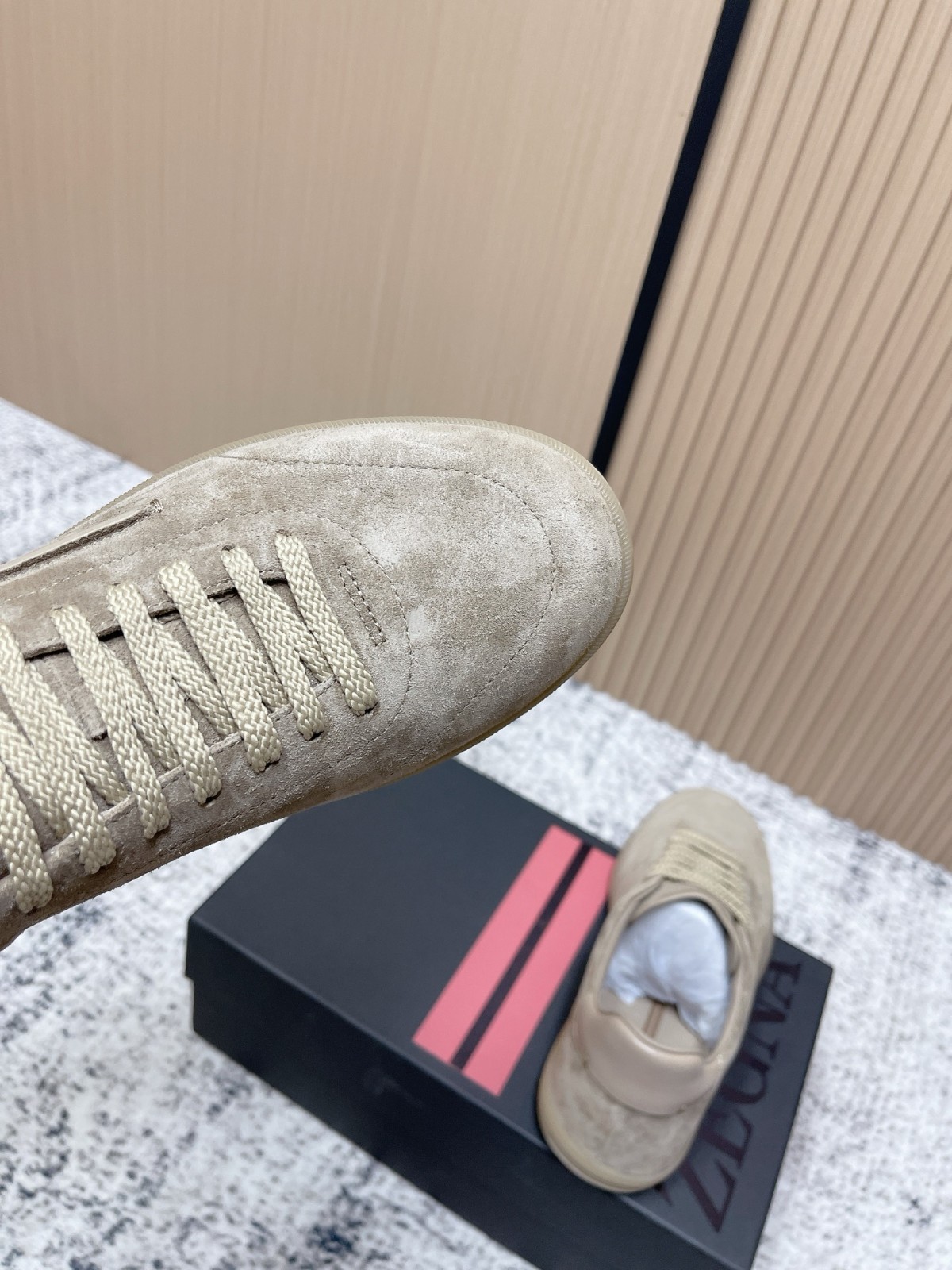 ZEGNA Beige Suede Lace-Up Luxury Sneakers Full Sizes