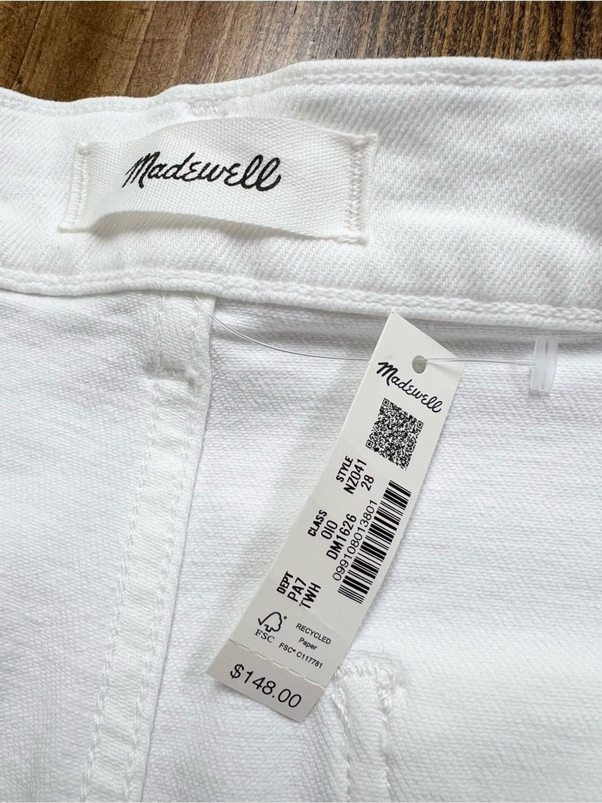 Madewell The Emmy Wide-Leg Jean in Super Stretch Denim in Tile White Size 28 NWT