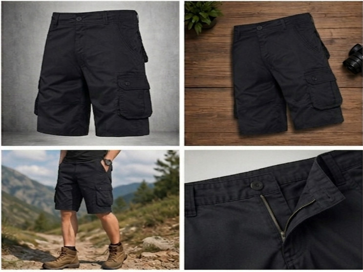 Men’s Tactical Cargo Shorts Black Multi Pocket Outdoor Hiking Casual Work Shorts