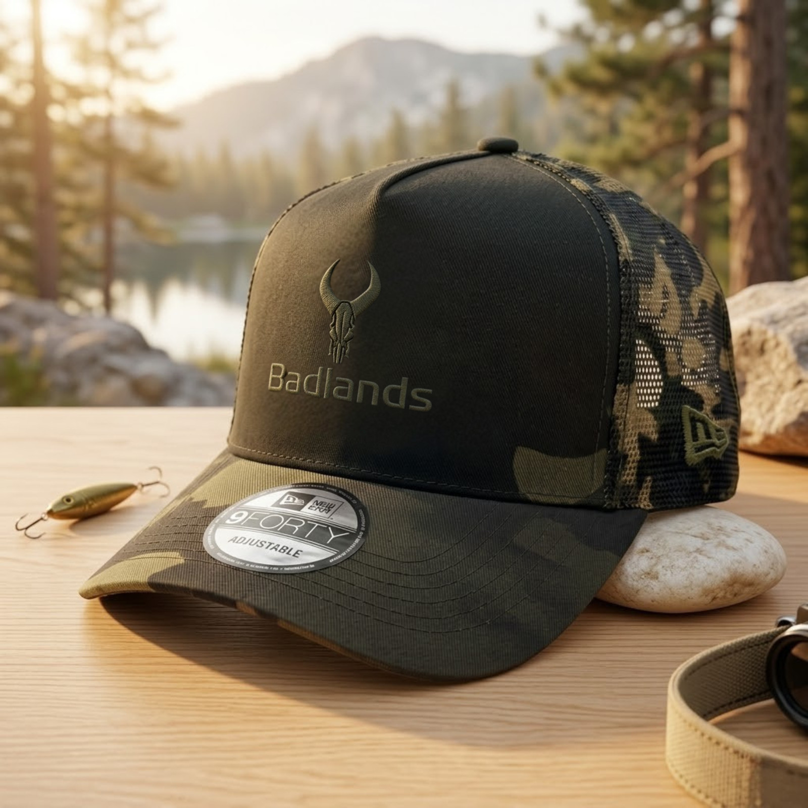 Badlands Gear logo Embroidered 9FORTY Camo Mesh Trucker Hat Adjustable Cap