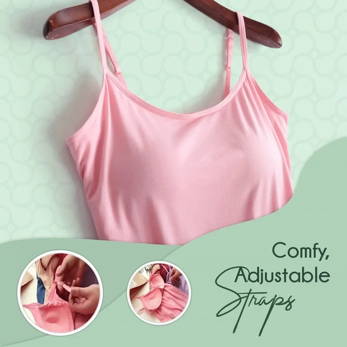 Women Camisole with Built in Shelf & Padded Bra Adjustable Strap Basic Tank Tops
