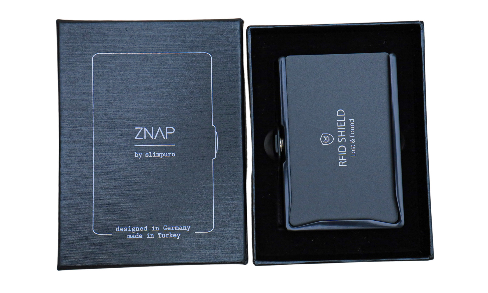 RFID Blocking Slim Solid Leather Aluminum Wallet – ZNAP by slimpuro (Black)