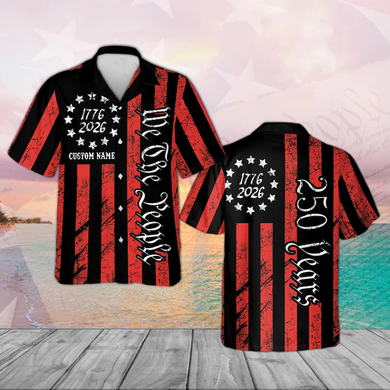 Custom 250th America Anniversary Hawaiian Shirt, Vintage 1776-2026 Patriotic