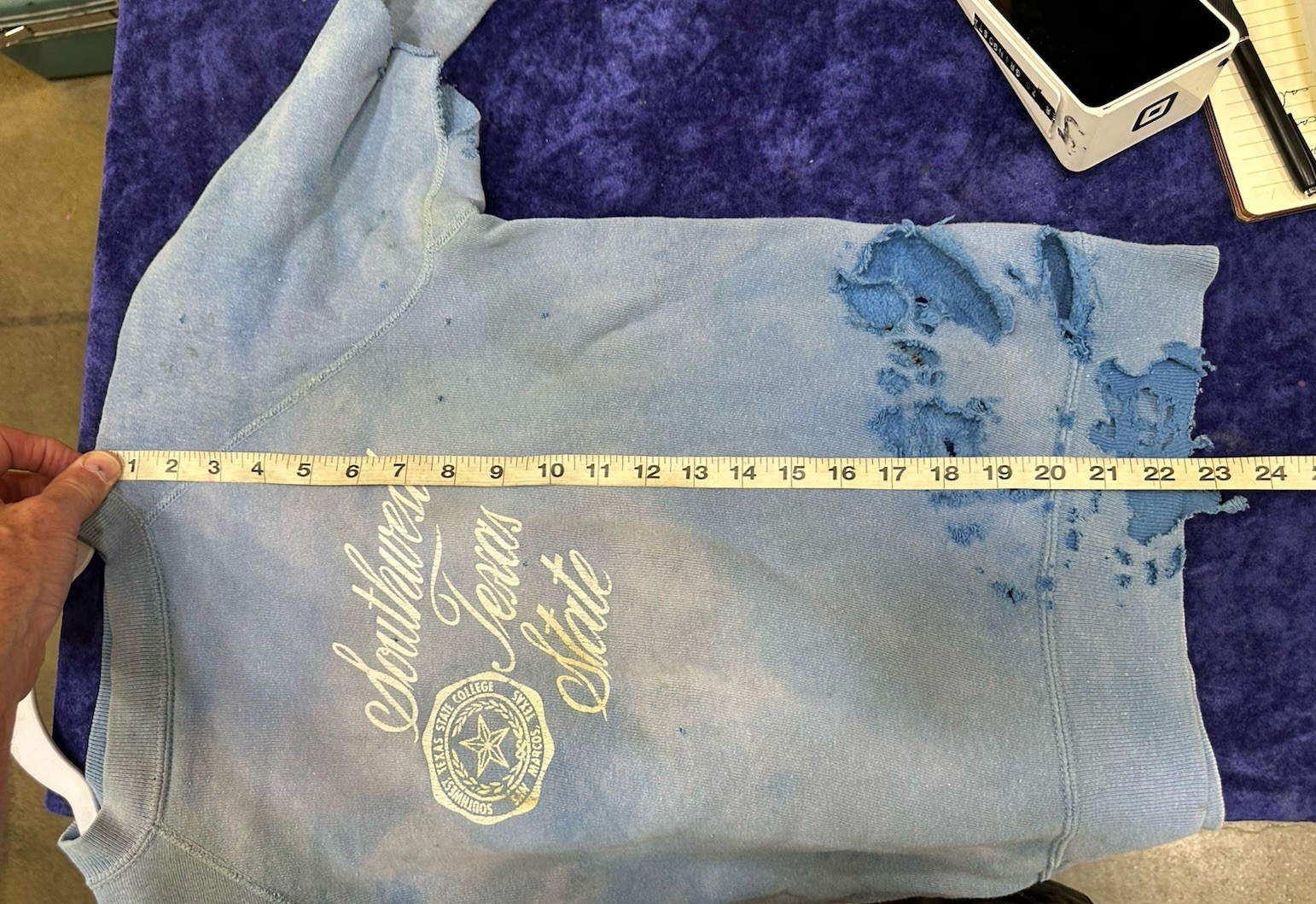 Vtg 50s 60s Southwest Texas State College destroyed thrashed sweatshirt S