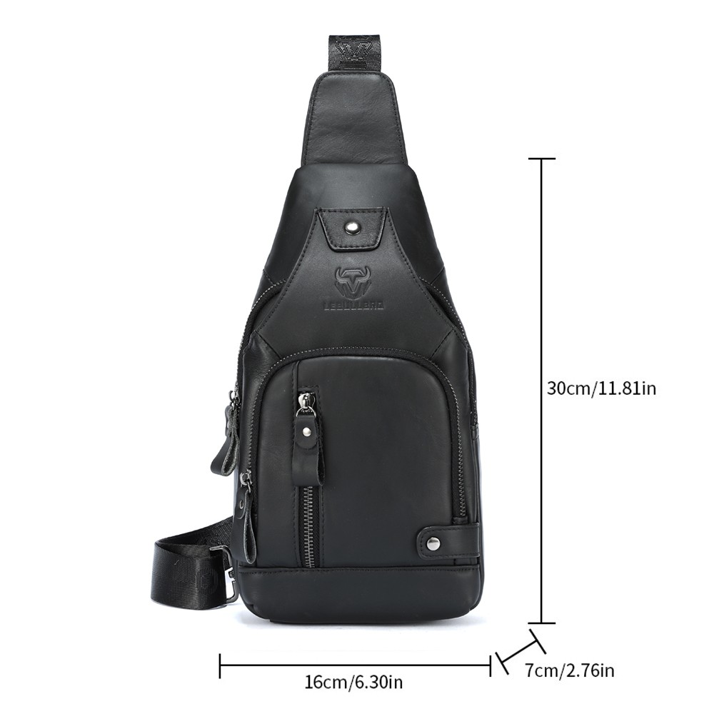 Mens Sling Backpack Cowhide Genuine Leather Chest Crossbody Shoulder Bag New