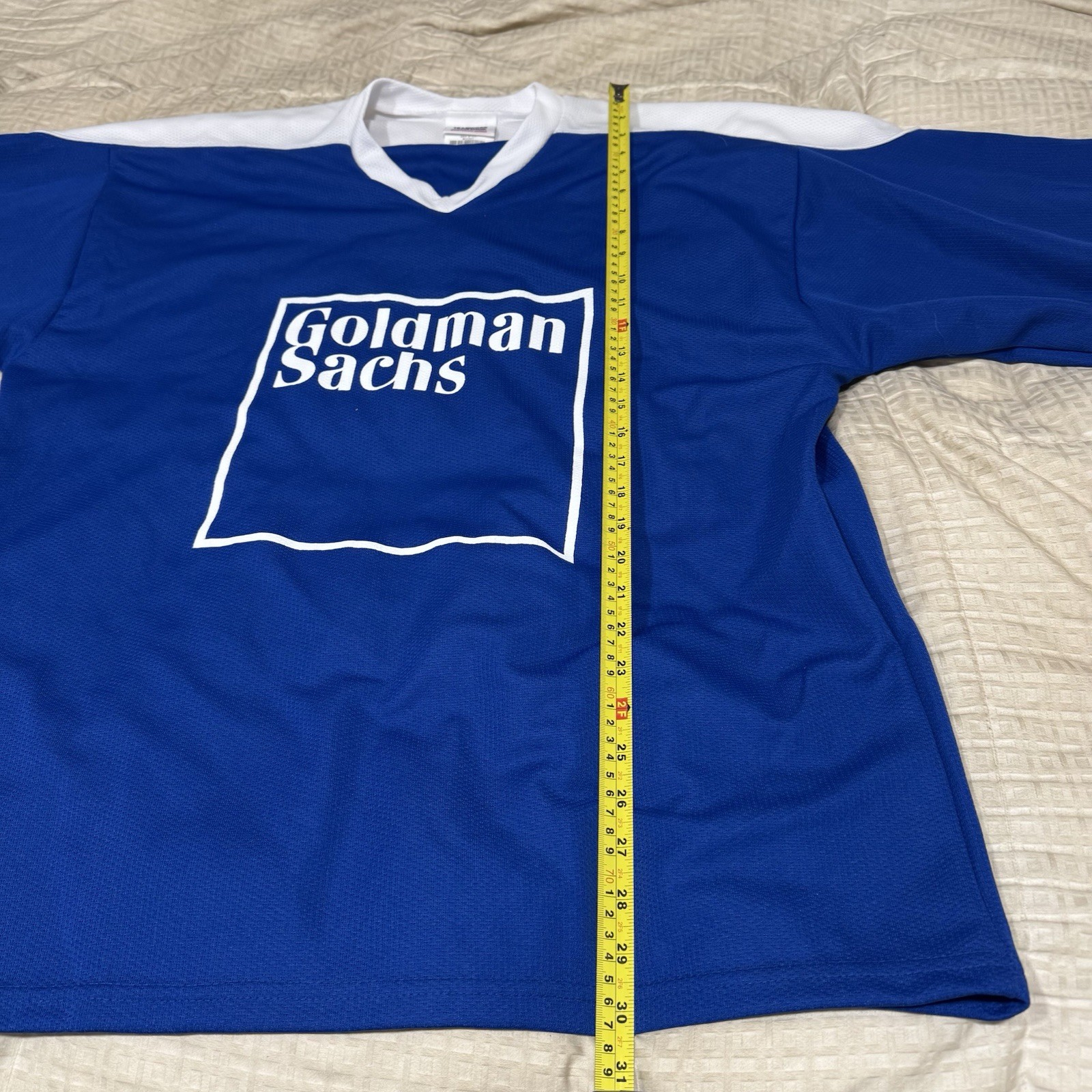 Rare Goldman Sachs Blue & White Hockey Jersey Investment Banking Men’s Size XL
