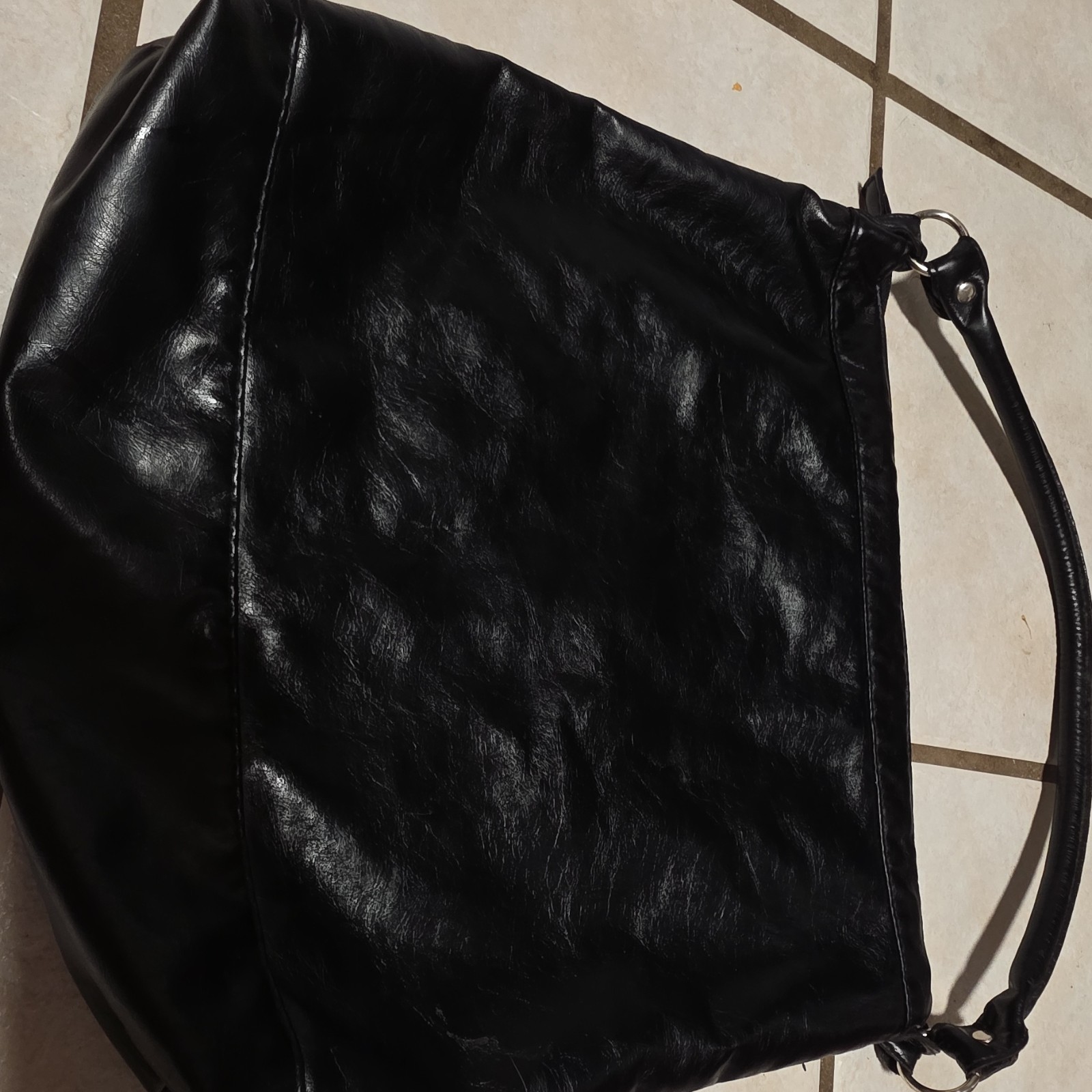 Playboy Black Sequin Bunny Logo Shoulder Bag, Zip Closure, Pink Lining, Strap