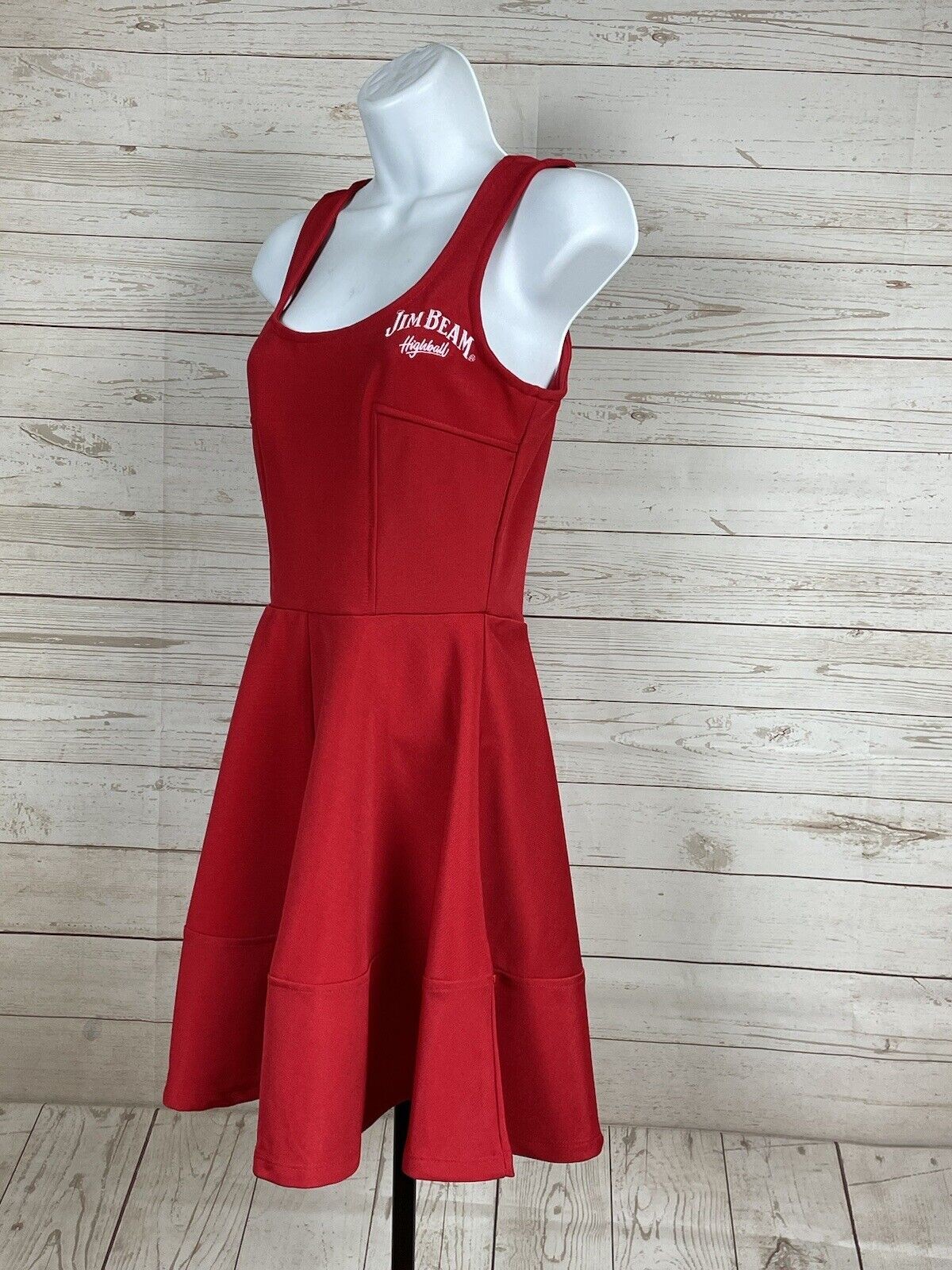 Jim Beam High Ball Cocktail Waitress Dress Womens Large Red Bartender New ST181