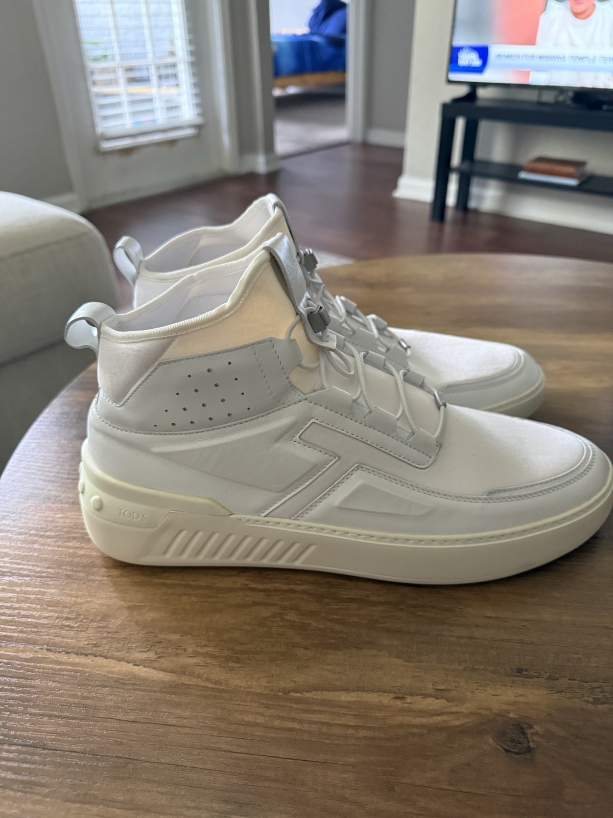 Tod’s No_Code Men’s White Leather High Top Sneakers T-Logo Perforated