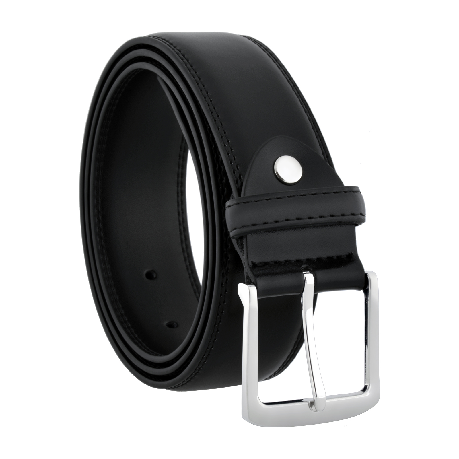 Men’s Classic Jeans Dress Black Leather Belt, All Sizes, Big & Tall, S-7XL