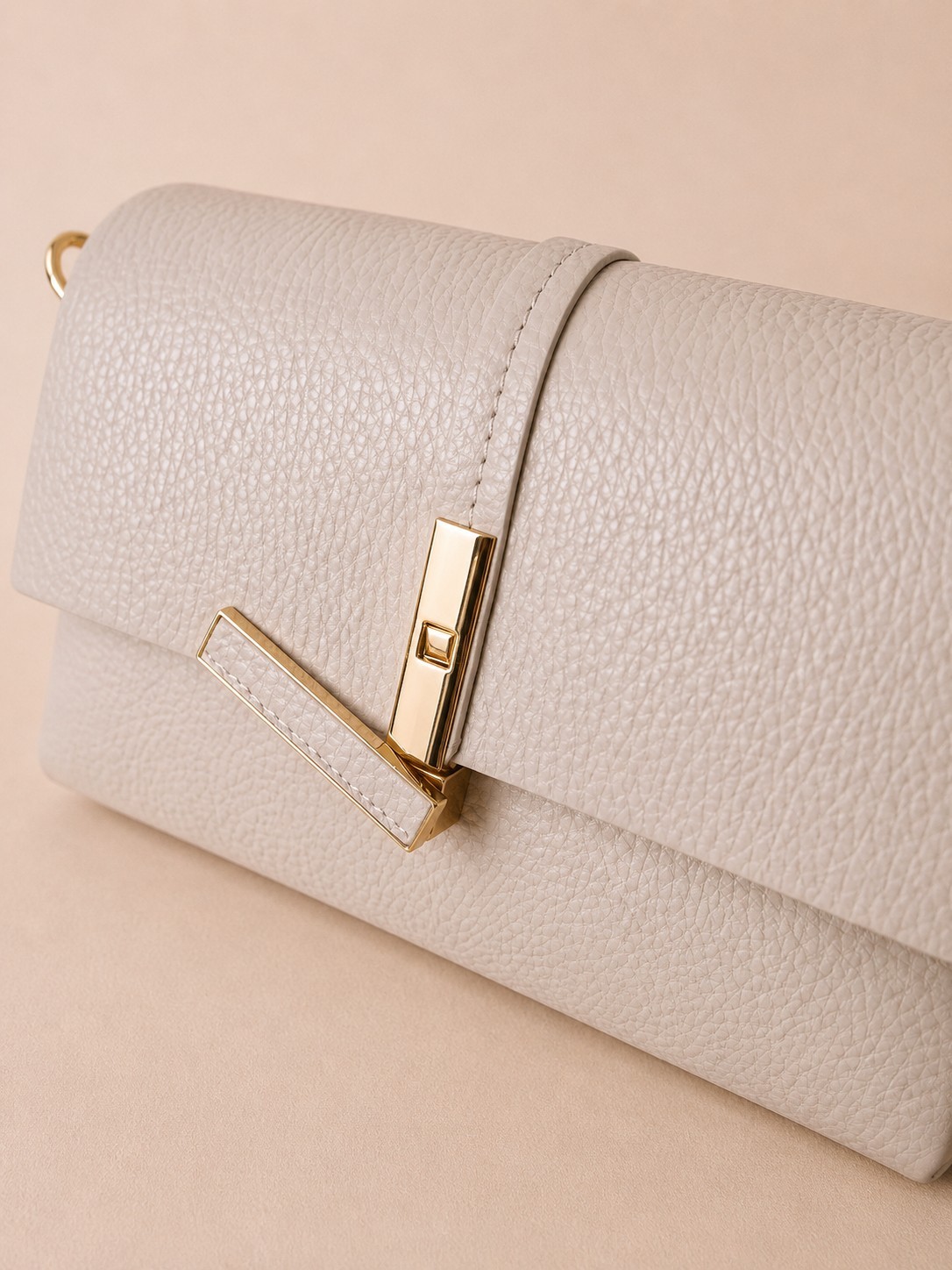 Ivory Beige Italian Leather Crossbody Bag, Small Minimalist Purse, Made in Italy