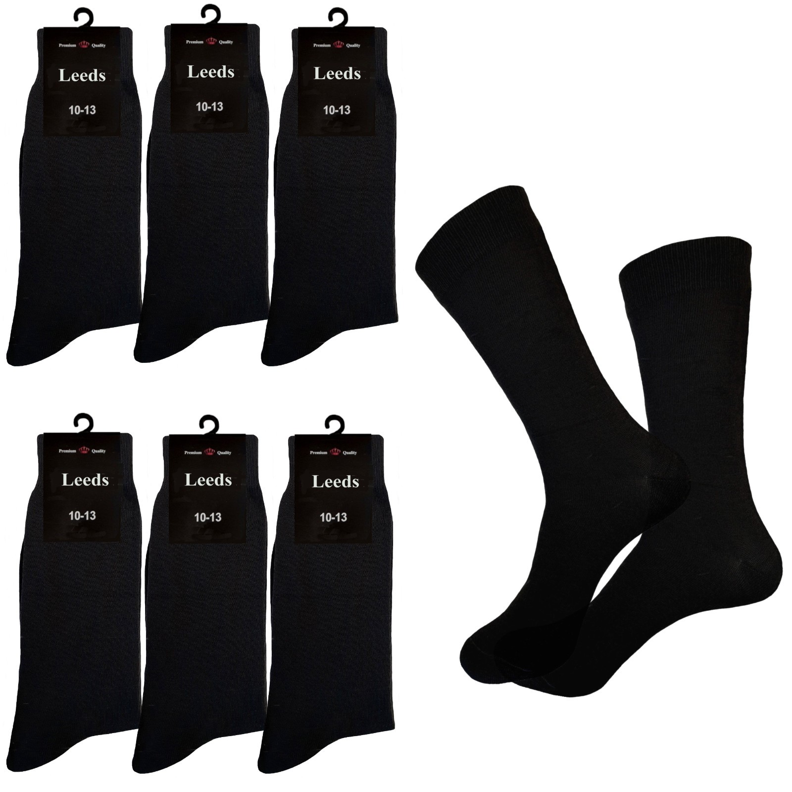 Solid Colors NATURAL COTTON Dress Socks 10-13 GRAY BLACK Formal Socks