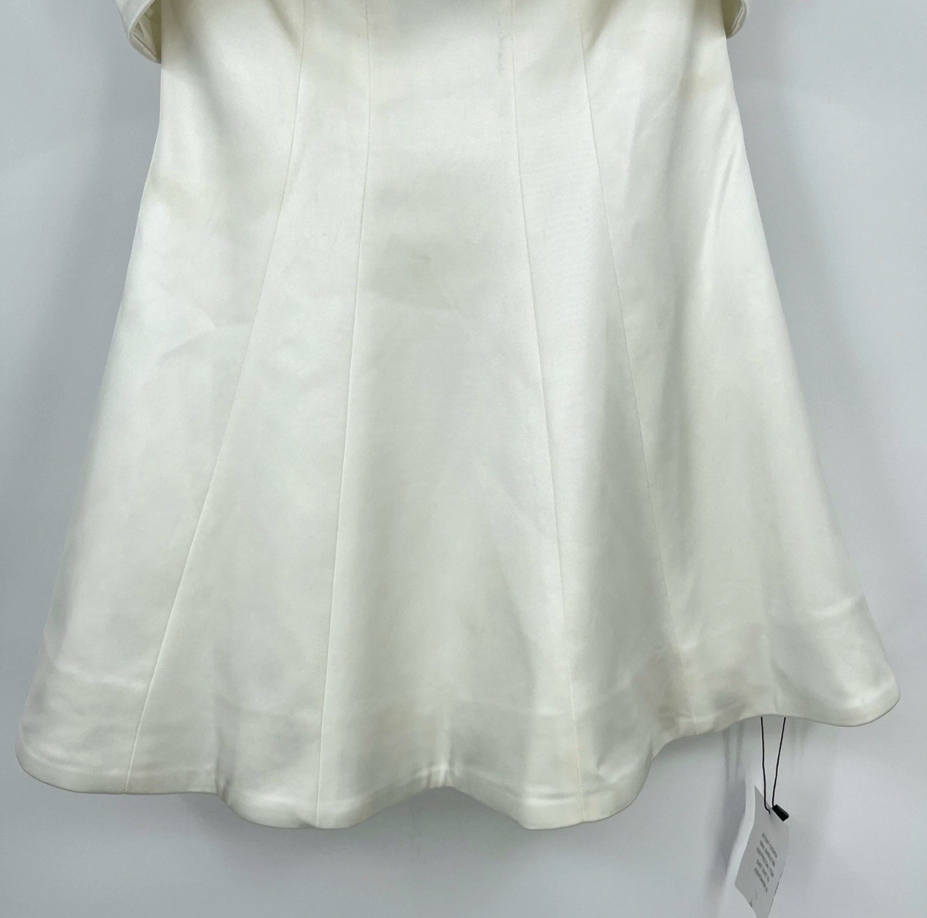 Lovers and Friends | Elise Mini Dress in White Satin Off Shoulder XS