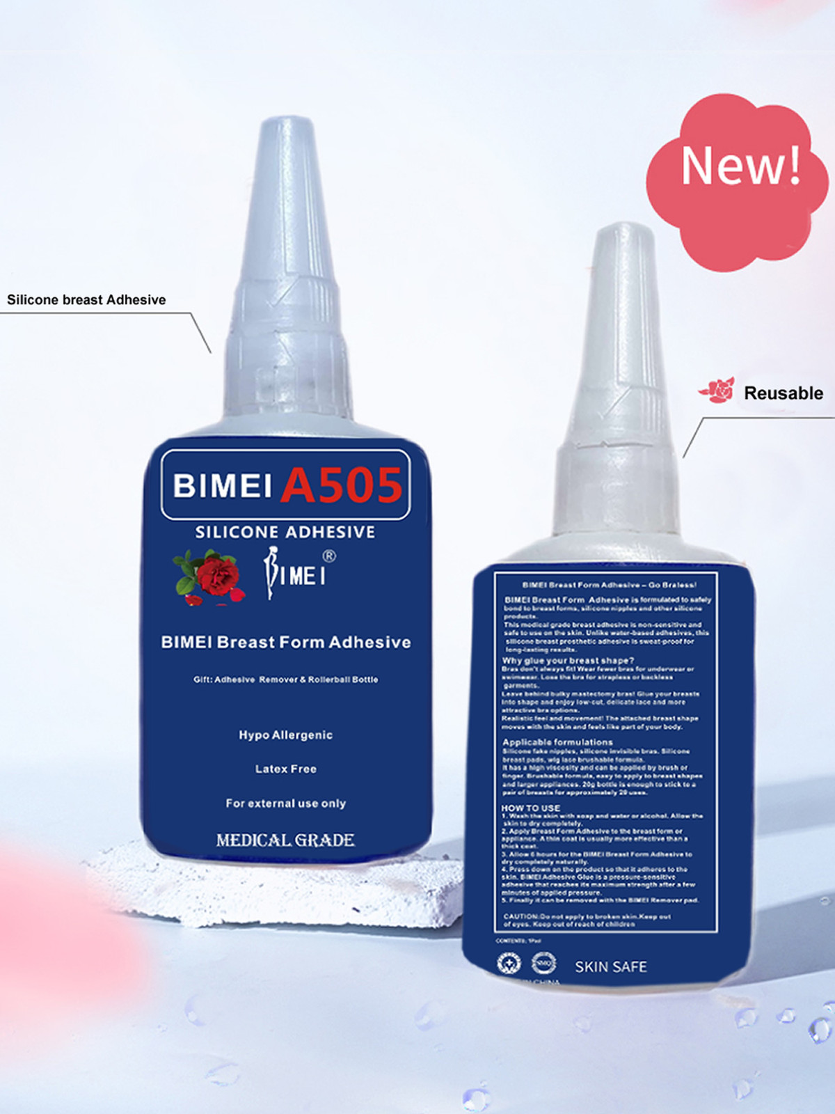 BIMEI Breast Form Adhesive Glue Strength to go Braless Silicone Adhesive Remover