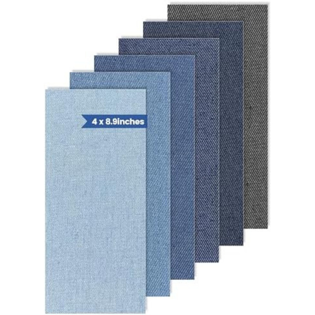 Denim Iron-On Patches for Jeans Repair 6 Colors 4×8.9 Strong Wash – Resistant