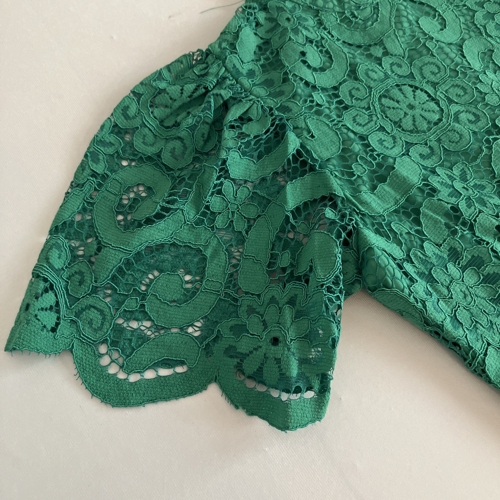 Nanette Lepore Green Lace A-Line Dress Size 2 Mock Neck Knee Length NEW
