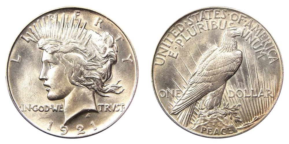 Peace Silver Dollar Hinged Back Money Clip With Coin