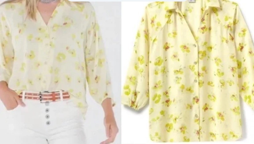CAbi Go To Blouse Spring Yellow Floral Style #6294 Sz L Classic Coastal Corpgore