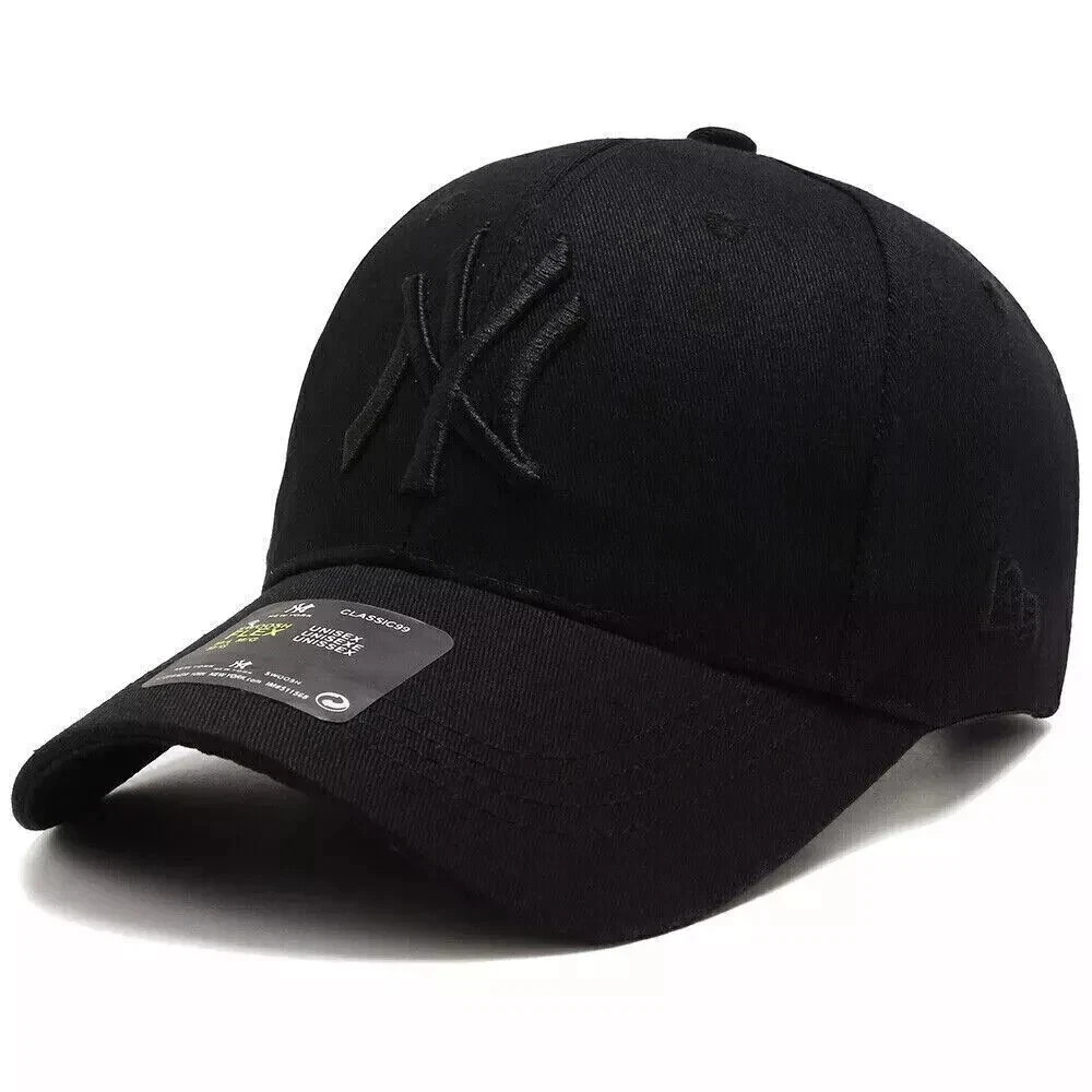 Snapback Cap Cotton Unisex Baseball Hat Adjustable Flat Brim Black Streetwear