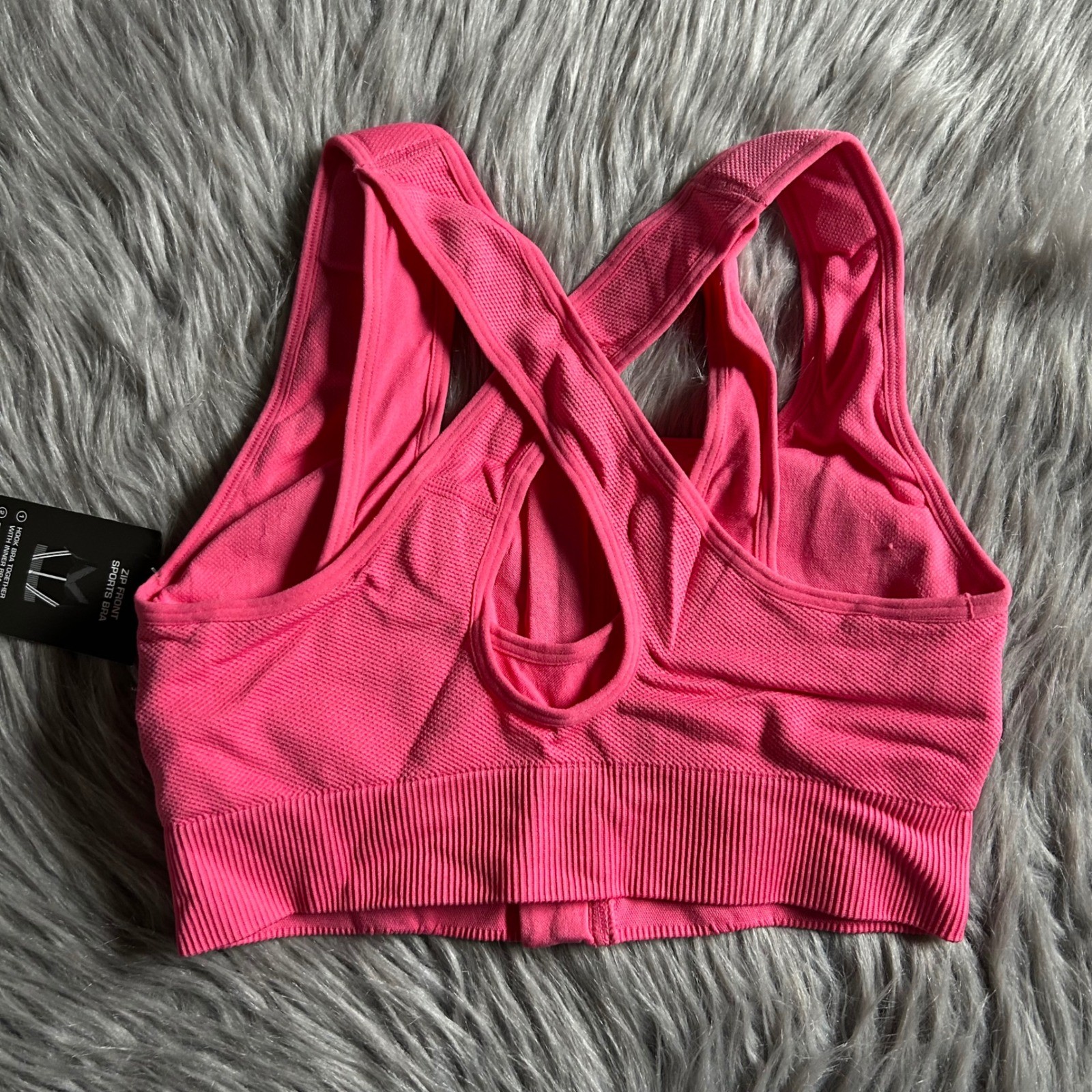 Avia Wireless Sports Bra Womens Size Small Pink Medium Support Front Zip Closure