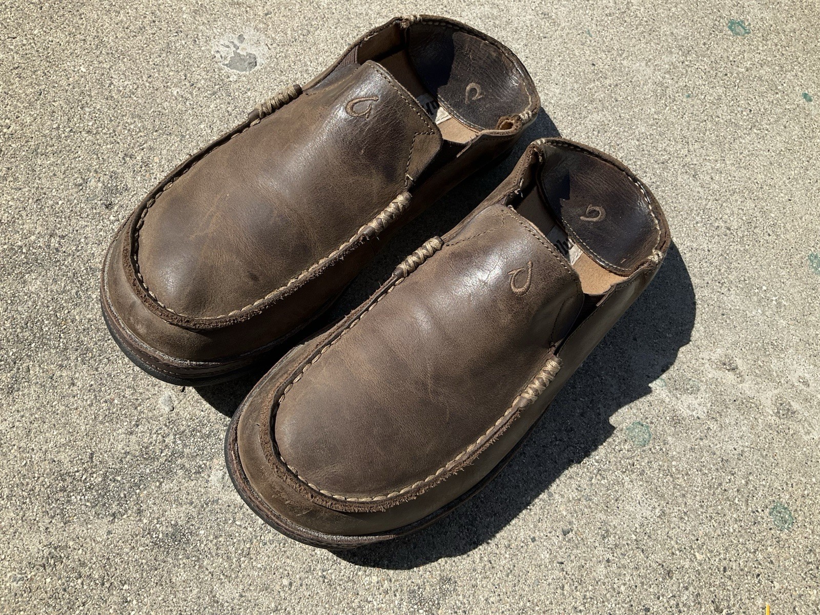 OluKai Moloa Shoes Brown Leather Loafer Slide Men’s 8 EUR 41 $140