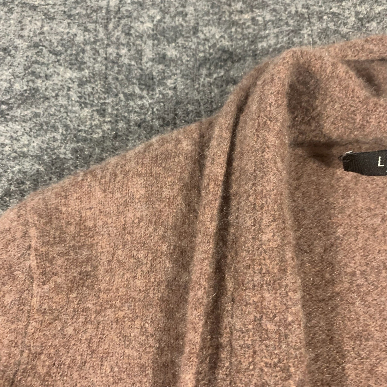 Lusso Cashmere Cardigan Womens M Brown Open Front Shawl Collar Sweater Soft