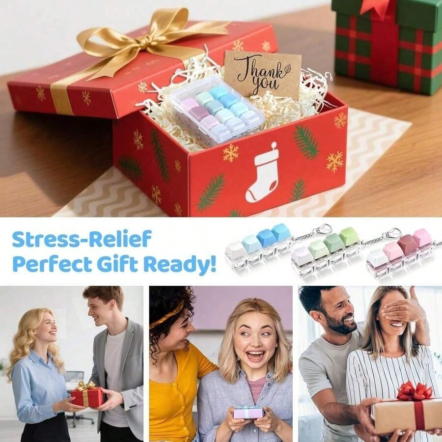 1 Pack Keyboard Fidget Toy Keychain Clicky Silent Stress Relief for Adult