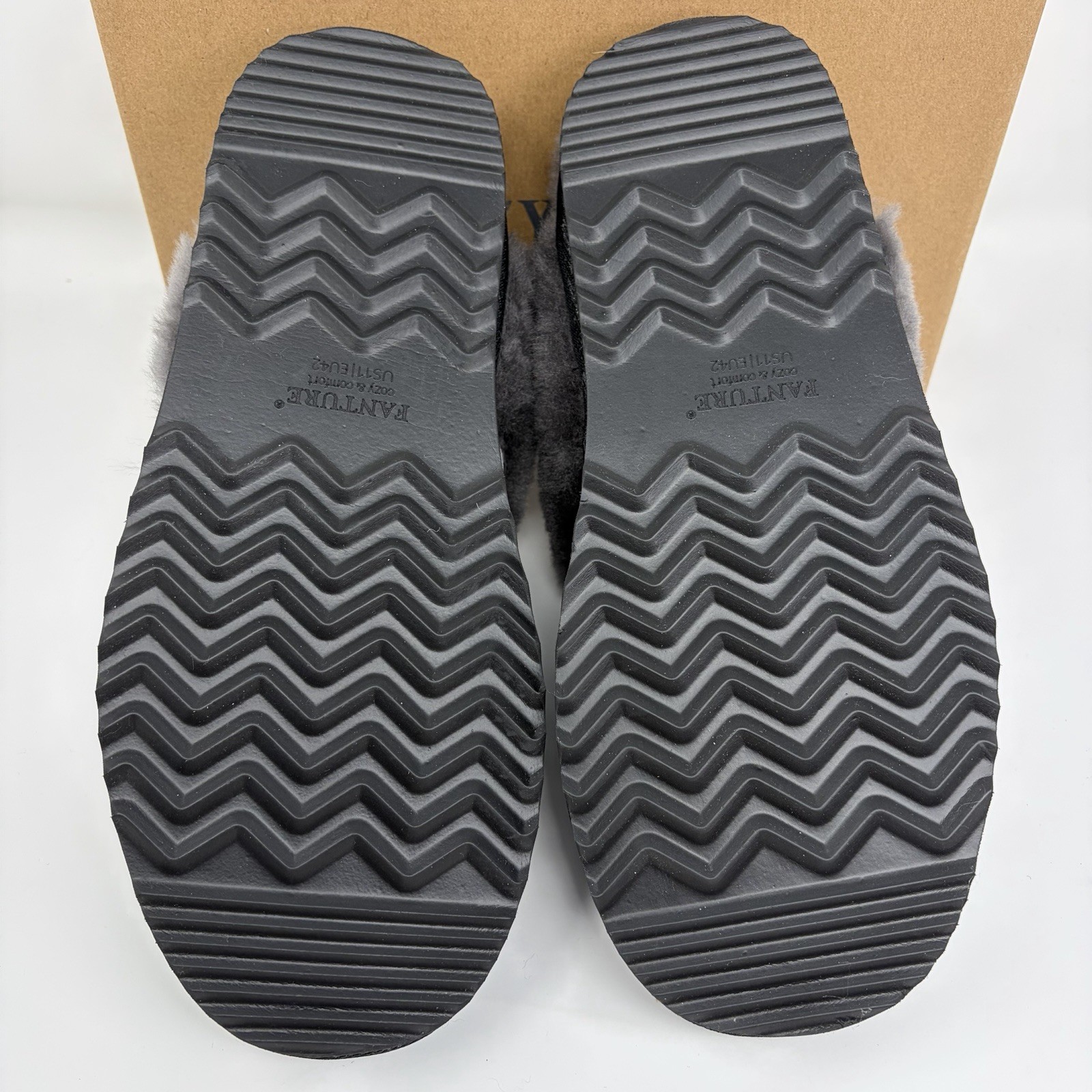 Fanture Cloud 901 Black Grey Sheepskin Memory Foam Slippers Women’s Size 11