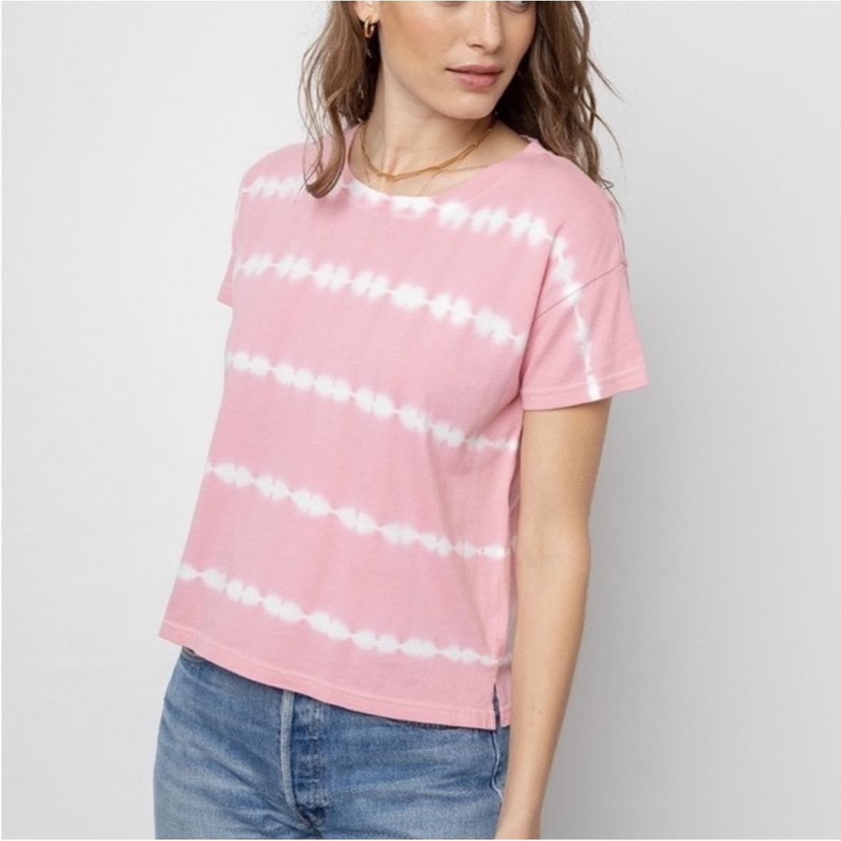 RAILS Women’s Roman Cotton Tee in Pink Waves Tie Dye-Size Small