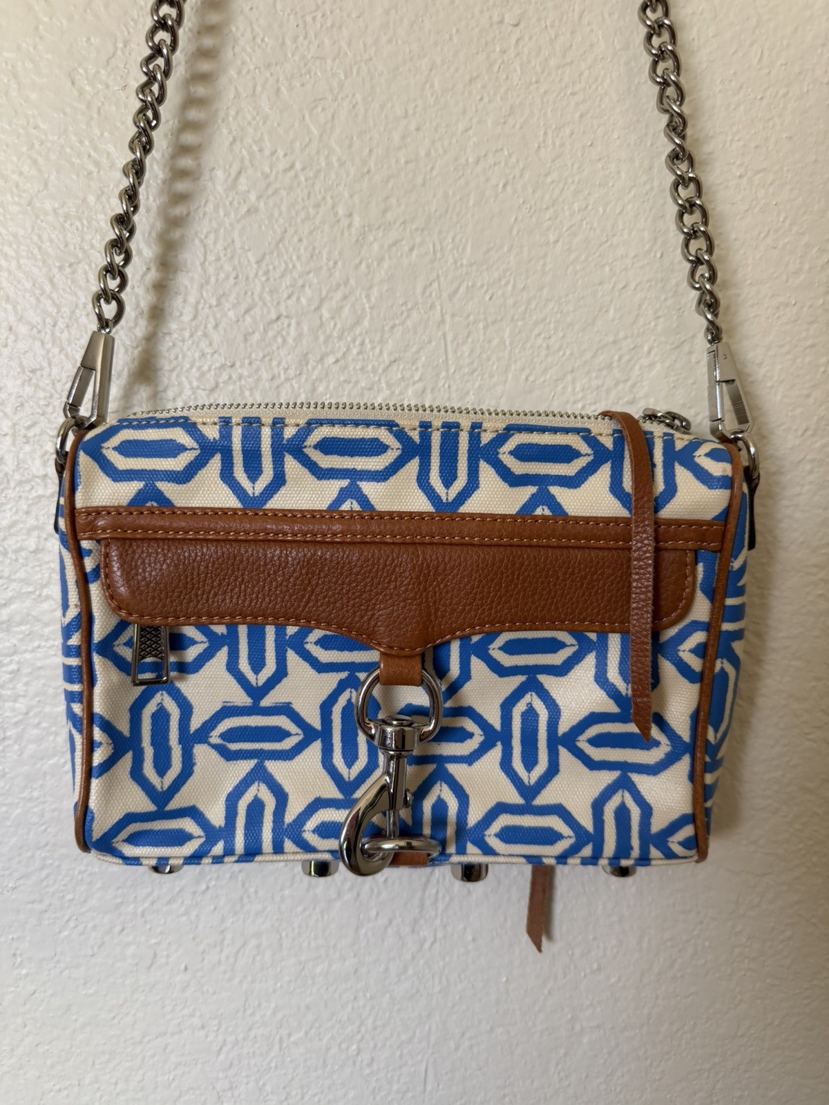 Rebecca Minkoff Blue White Mini MAC Crossbody Bag Purse Designer SEE DESCRIPTION