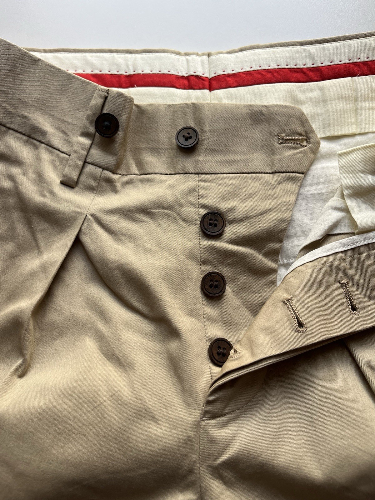 Entre Amis Chino Trousers Mens Size W28 L29 Beige Cotton Stretch Made in Italy