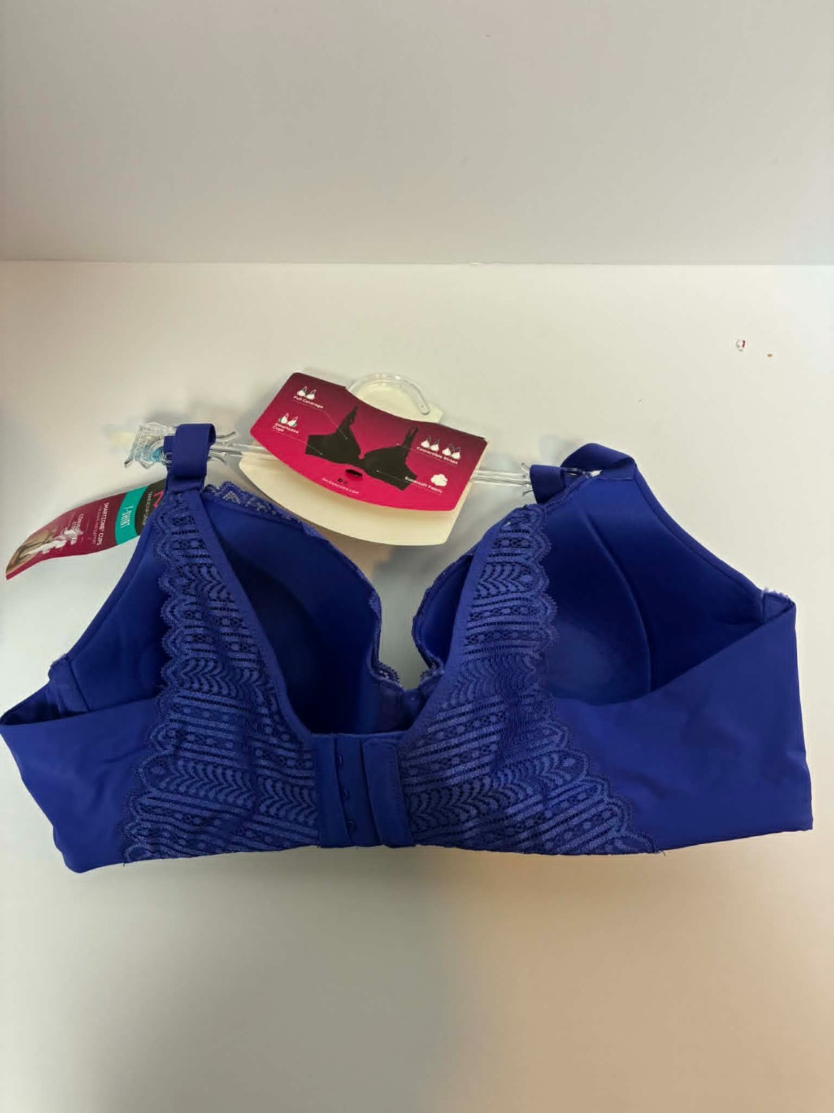 Maidenform Comfort Devotion Full Coverage Bra 38C Blue T-Shirt Bra Lace Trim NWT