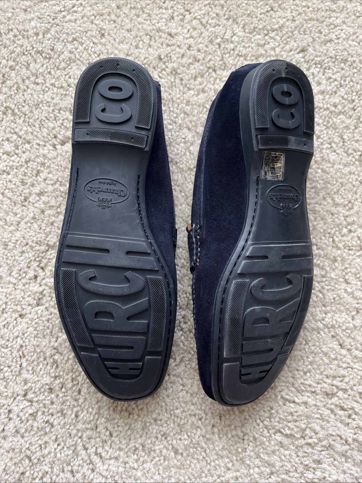 $1050 Church’s Karl – Blue Suede – Size 7M Loafer Leather Casual Made in Italy