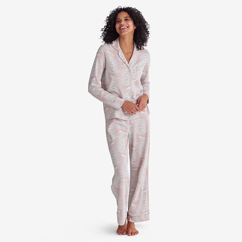Printed Pima Cotton Women’s Button-Down Pajama Set