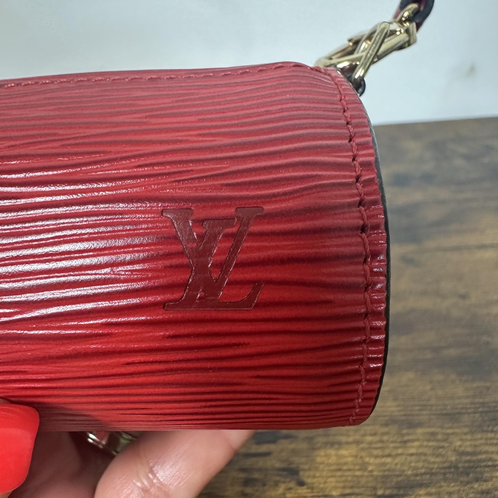 Louis Vuitton Vintage Mini Papillon Shoulder Bag Womens Red Epi Leather France