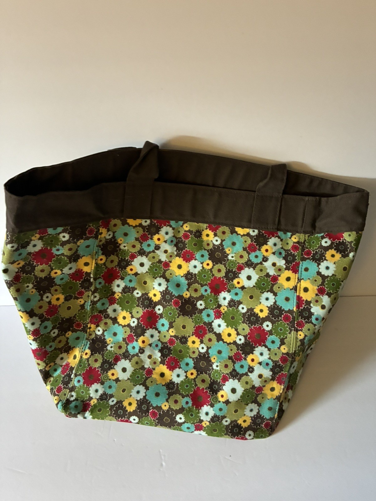 Thirty One Large Open Tote Bag In Windsor Bouquet Brown Floral