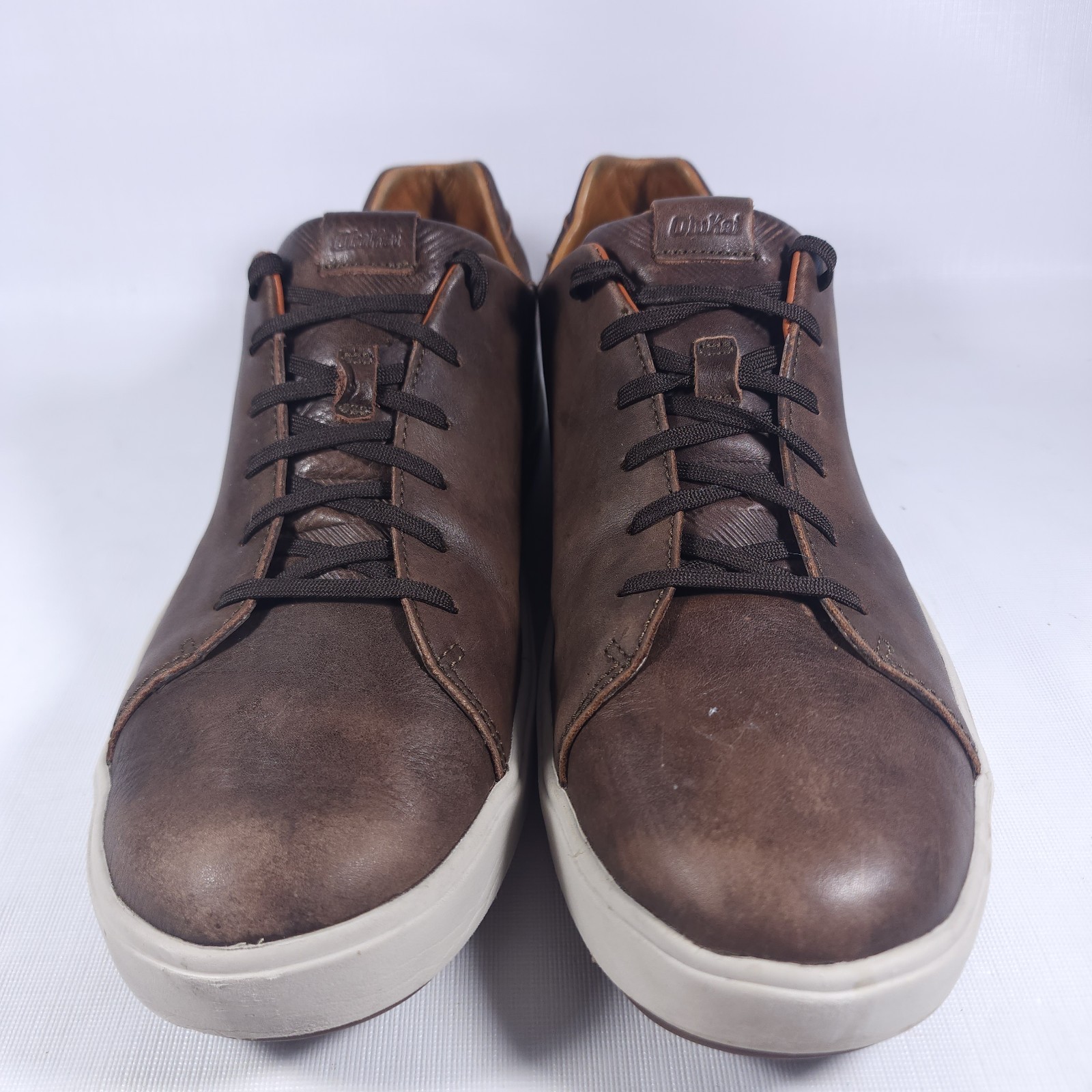 💥 OluKai Lae’ahi Li ‘Ili Leather Sneakers Brown Casual Shoes US Mens 13 EU 46