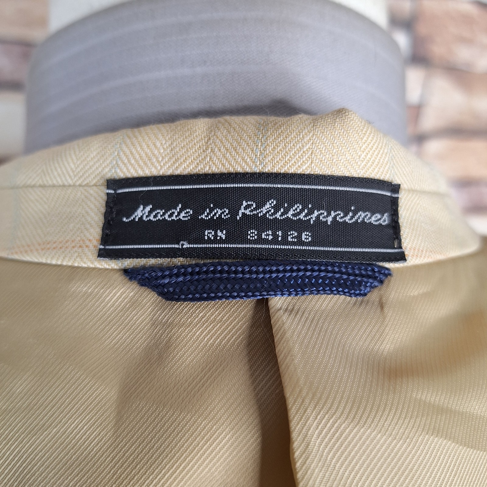 Haspel Sport Coat Jacket Mens 42R Light Beige Multicolor Windowpane SV