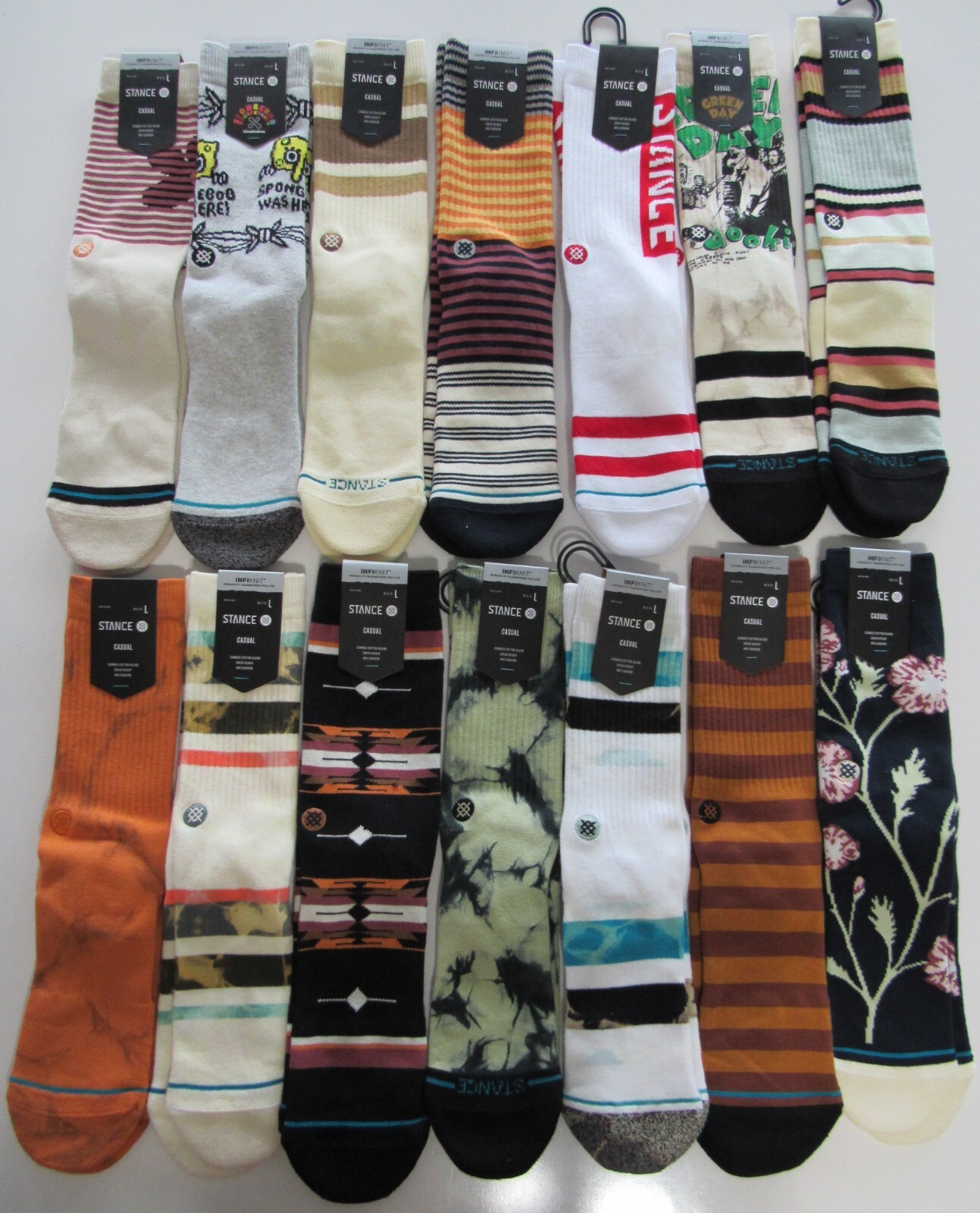 Stance Mens Casual Combed Cotton Blend Mid Cushion Crew Socks Large 9-12 Nwt