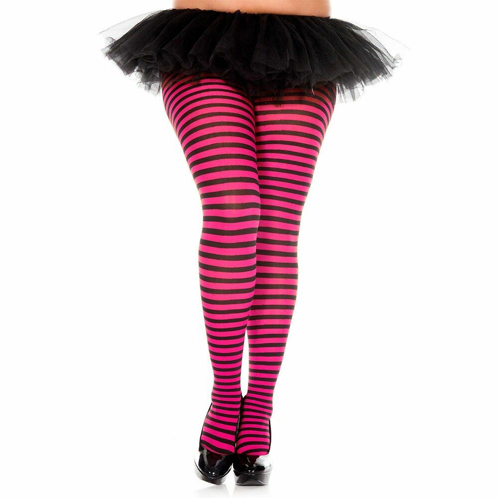Music Legs 7471 Nylon Opaque Striped Tights, Multi Size & Colors Available