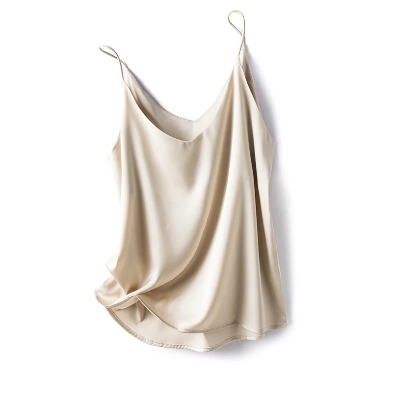 Women Satin Silk Camisole Tank Top Vest V Neck Strap Undershirt Casual Basic