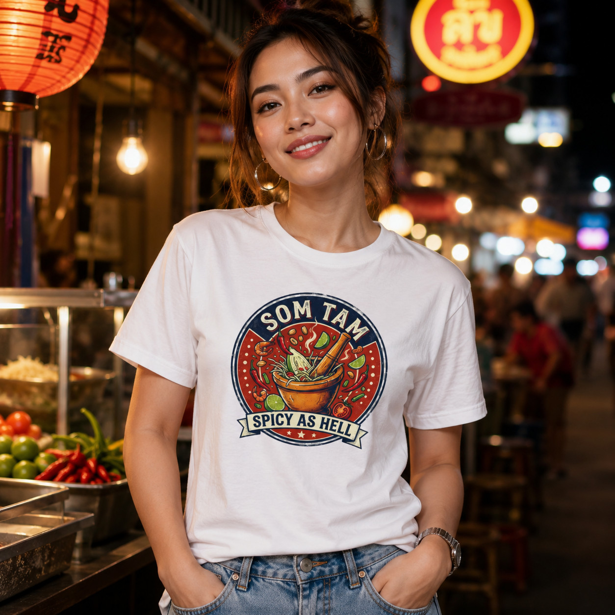 Som Tam T-Shirt Thai Food Papaya Salad Spicy Graphic Tee Thailand Foodie Gift