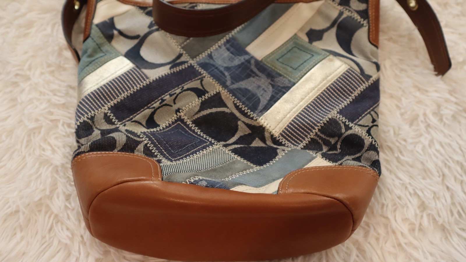 Coach Y2K Vintage Denim Patchwork Leather Brass Bleecker Duffle Bag