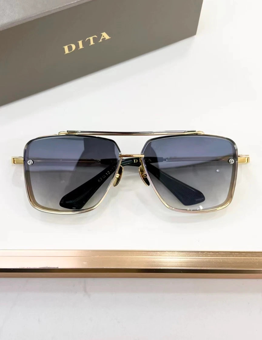 DITA MACH-SIX DTS121 Sunglasses Gold/Gray Gradient 62-12-130mm With Case New